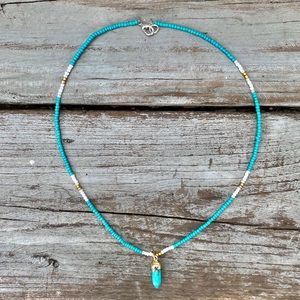 boho turquoise seed bead necklace